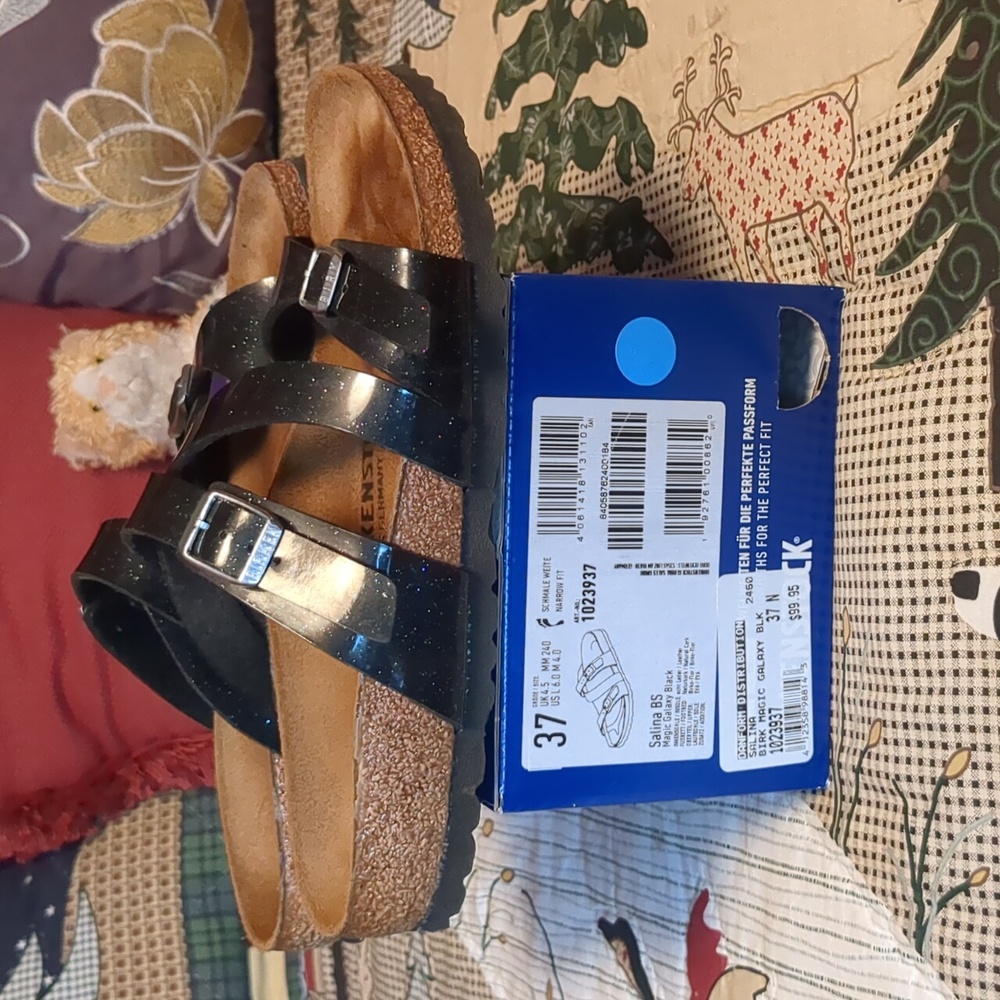 Birkenstock Salina Black Sandals with Adjustable Straps & Cork Footbed Size 37N - Picture 7 of 12